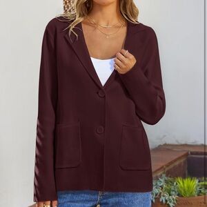 NWT MEROKEETY Long Sleeve Cardigan Button Lapel Knit Sweater Jacket, Size Small